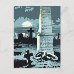 Vintage Halloween, Creepy Cemetery with Graves Postcard