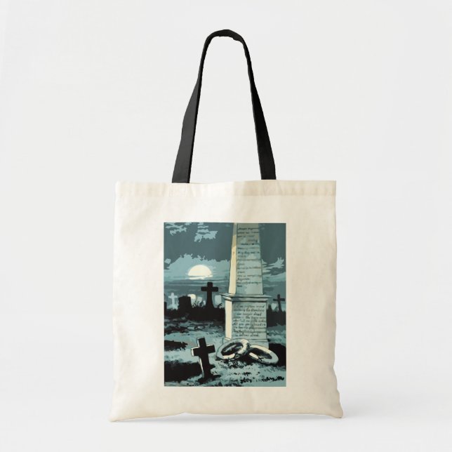 Vintage Halloween, Creepy Cemetery with Graves Tote Bag (Front)