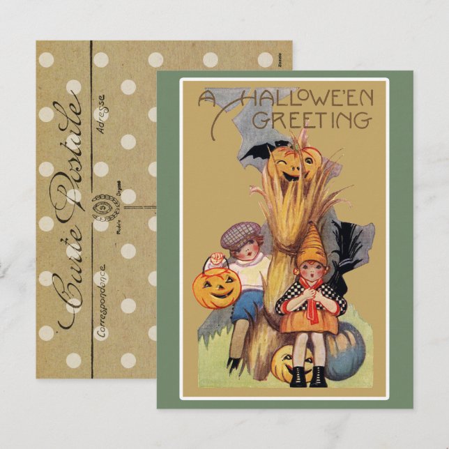 Vintage Halloween Creepy  Holiday Postcard (Front/Back)