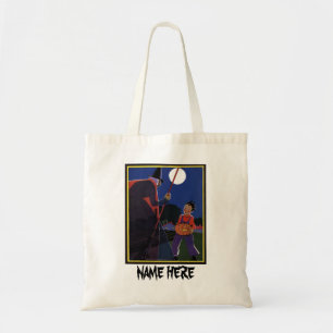 Vintage Halloween, Creepy Witch with Boy Tote Bag