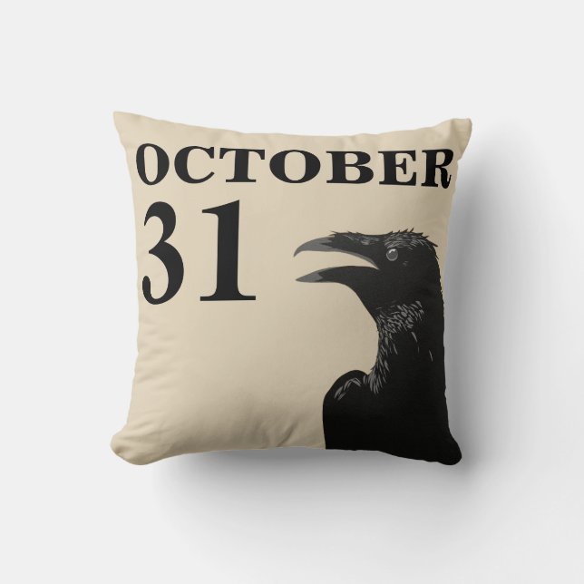 Vintage Halloween crow pillow (Front)