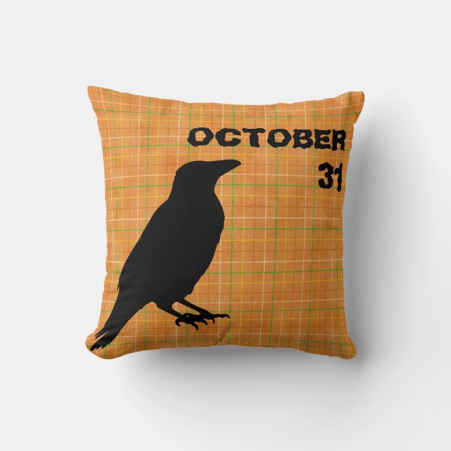 Vintage Halloween crow pillow (Front)
