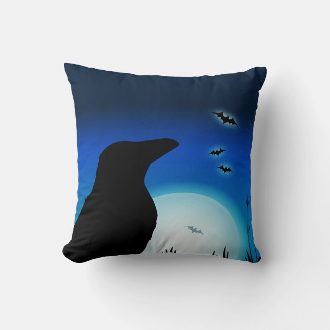 Vintage Halloween crow pillow (Front)