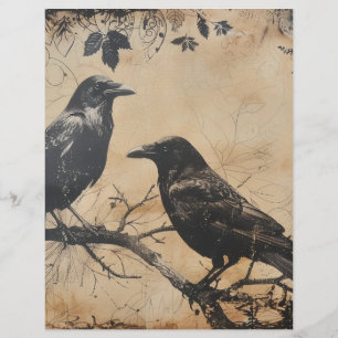 Vintage Halloween Crow Scrapbook Paper 