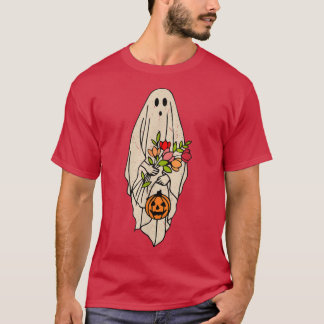 Vintage Halloween Cute Floral Ghos Funny Spooky 43 T-Shirt