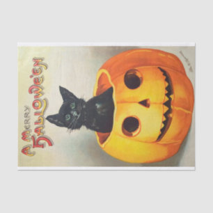 Vintage Halloween Cute Friendly Black Cat Tissue Paper