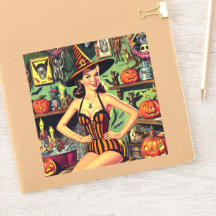 Vintage Halloween Cute Witch Pinup