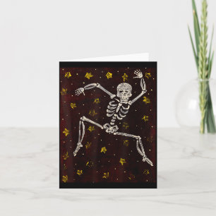Vintage Halloween Dancing Skeleton Spooky Season Card