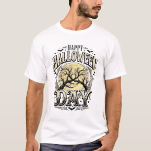 Vintage Halloween Day Moon Tree Branch Shirt Desig