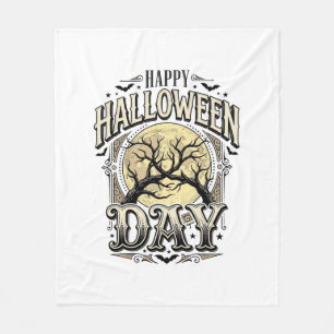Vintage Halloween Day Moon Tree Branch Shirt Desig Fleece Blanket