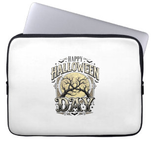 Vintage Halloween Day Moon Tree Branch Shirt Desig Laptop Sleeve