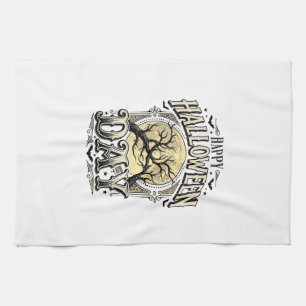 Vintage Halloween Day Moon Tree Branch Shirt Desig Tea Towel