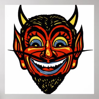 Vintage Halloween Devil Head Poster