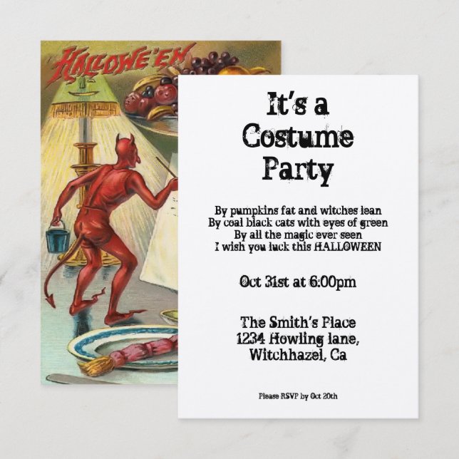 Vintage Halloween Devil Invitation (Front/Back)