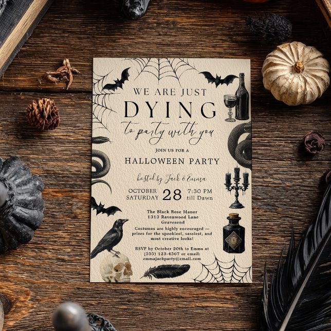 Vintage Halloween Dying to Party Goth Raven Invitation (Vintage Halloween Dying to Party Goth Raven Invitation)