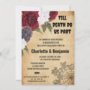 Vintage Halloween Engagement Party Invitation