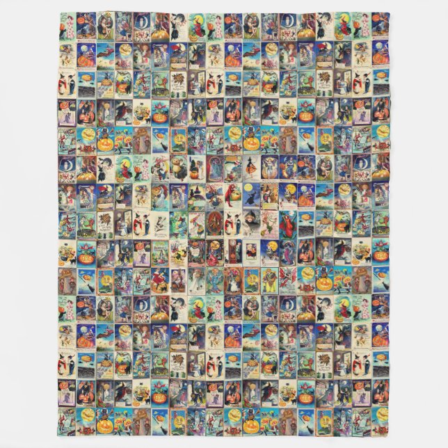 Vintage Halloween Ephemera Fleece Blanket (Front)