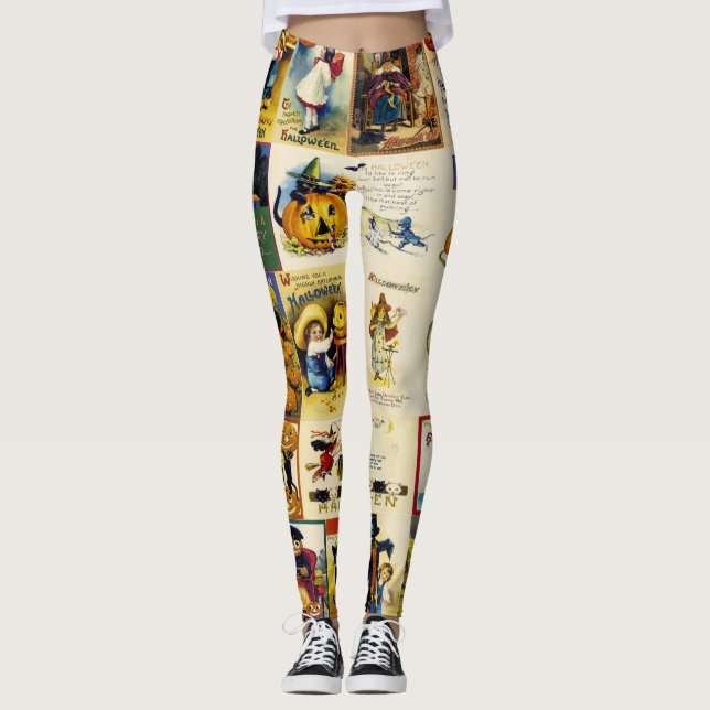 Vintage Halloween Ephemera Leggings (Front)