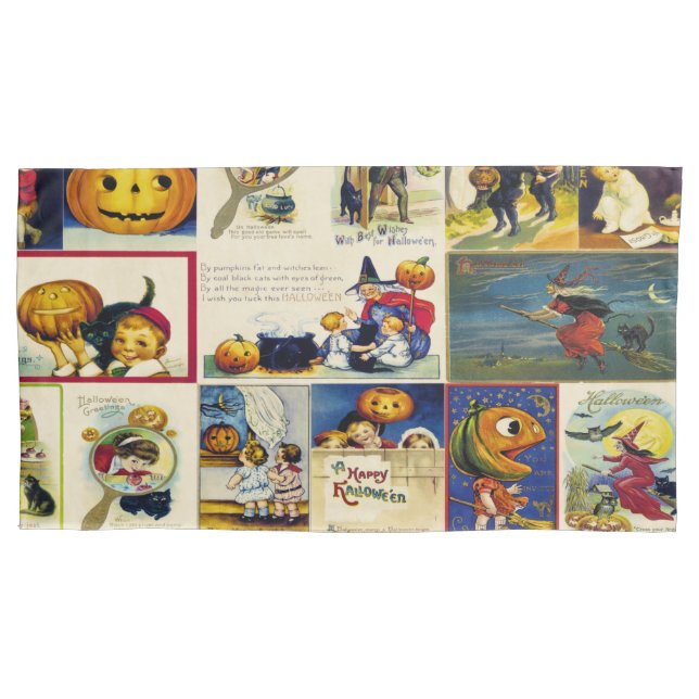Vintage Halloween Ephemera Pillowcase (Front-Left)