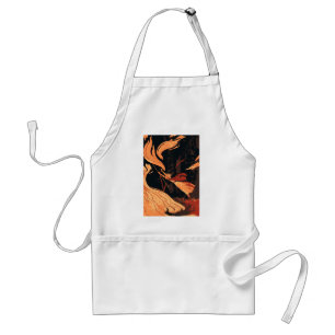 Vintage Halloween, Evil Witch with Fire in Forest Standard Apron