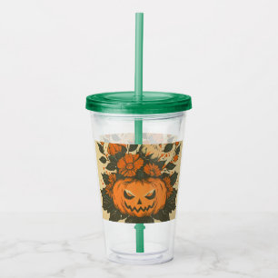 Vintage/Halloween/Fall/pumpkin Acrylic Tumbler