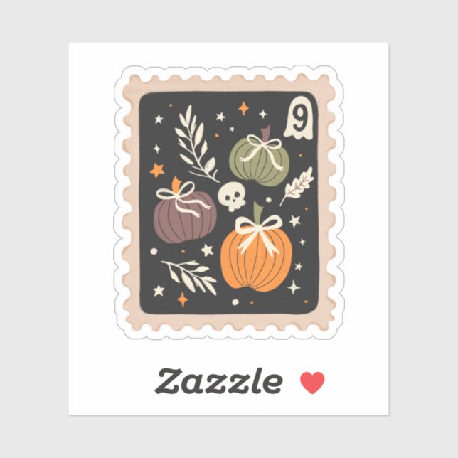 Vintage Halloween Fall Pumpkins & Skulls Stamp (Sheet)
