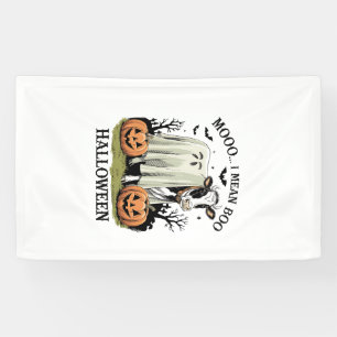 Vintage Halloween Farm Cow Banner