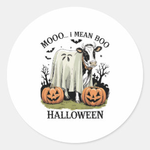 Vintage Halloween Farm Cow Classic Round Sticker