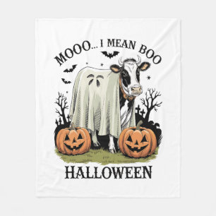 Vintage Halloween Farm Cow Fleece Blanket
