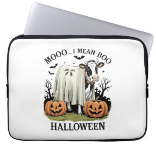 Vintage Halloween Farm Cow Laptop Sleeve
