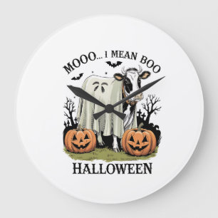 Vintage Halloween Farm Cow Large Clock