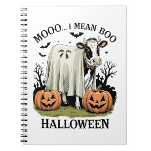 Vintage Halloween Farm Cow Notebook