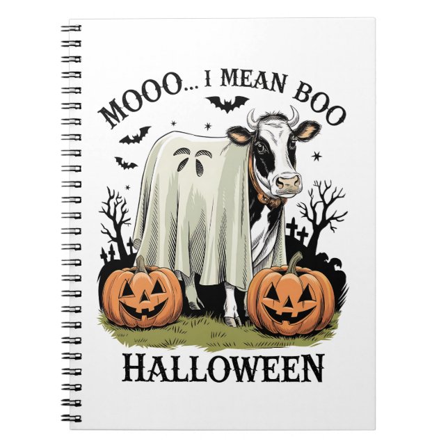 Vintage Halloween Farm Cow Notebook (Front)
