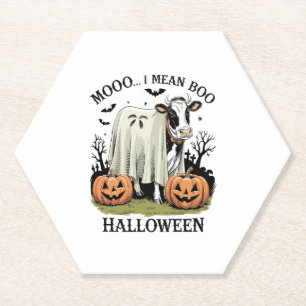 Vintage Halloween Farm Cow Paper Coaster