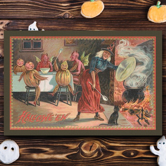 Vintage Halloween Feast with Witch & Devils Tissue Paper (Creator Uploaded)