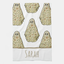 Vintage Halloween Floral Ghost Hand