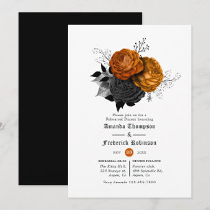Vintage Halloween Floral Rehearsal Dinner Invitation