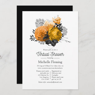 Vintage Halloween Floral Virtual Shower Invitation