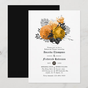 Vintage Halloween Floral Wedding Rehearsal Dinner Invitation