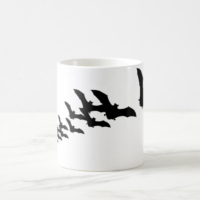 Vintage Halloween Flying Black Bats Coffee Mug (Center)
