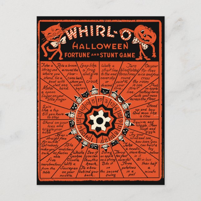 Vintage Halloween Fortune and Stunt Game Postcard (Front)