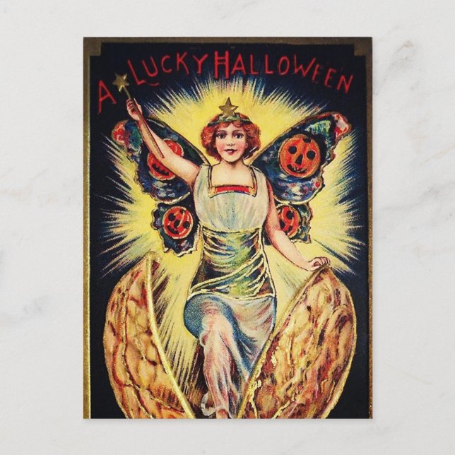 Vintage Halloween fortune teller Holiday postcard (Front)