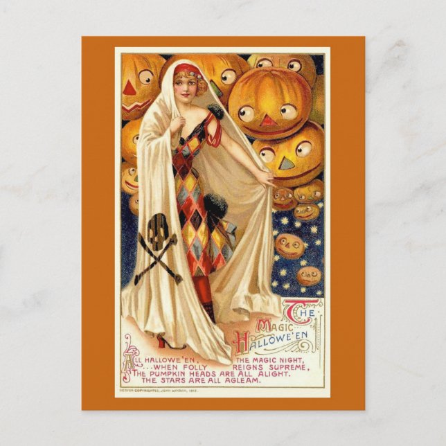 Vintage Halloween Funny Illustration  Postcard (Front)