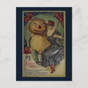 Vintage Halloween Funny Illustration Postcard