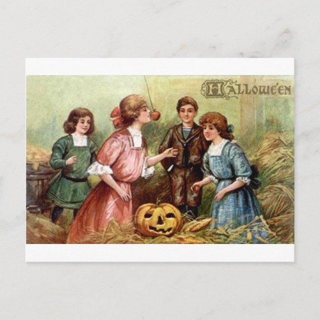 Vintage Halloween Games Postcard (Front)
