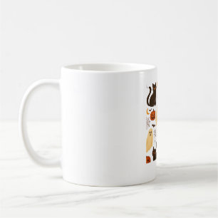 Vintage Halloween Ghost & Black Cat Pattern Classi Coffee Mug