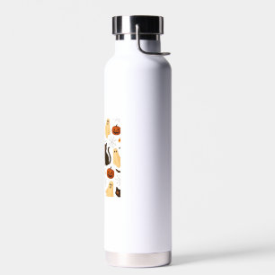 Vintage Halloween Ghost & Black Cat Pattern Classi Water Bottle