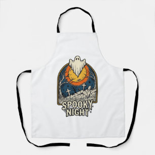 Vintage Halloween Ghost Graveyard Engraving Shirt_ Apron