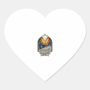 Vintage Halloween Ghost Graveyard Engraving Shirt_ Heart Sticker
