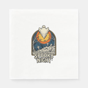 Vintage Halloween Ghost Graveyard Engraving Shirt_ Napkin